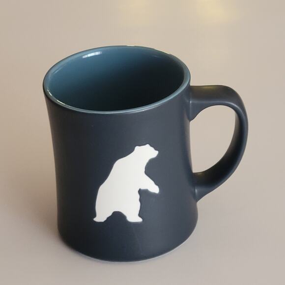 Starbucks Mug Standing Polar Bear Yukon 2012 Matte Gun Metal Gray Blue Inside - Picture 1 of 7